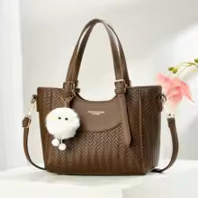 Large Capacity Bucket Shape Handbag Women's Tote Bag Mom Style Cross-Border Trend PU Leather Soft Medium Size Zipper Opening